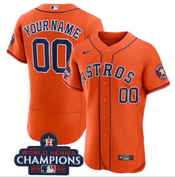 Men's Houston Astros Customized Orange 2022 World Series Champions City Connect Flex Base Stitched Baseball Jersey